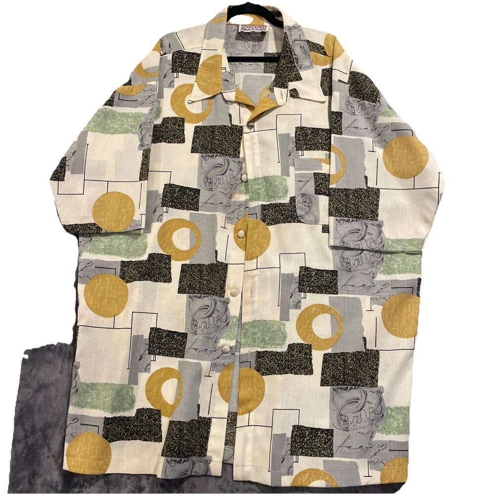 Vintage Paitano Men's Short Sleeve Straight Bottom Button Down Shirt 7X
